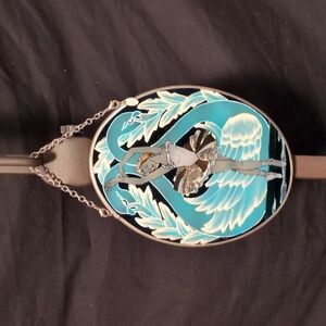 Amia Painted Glass Ballerina Hanging Suncatcher Blue Pink (Stand Not Included)